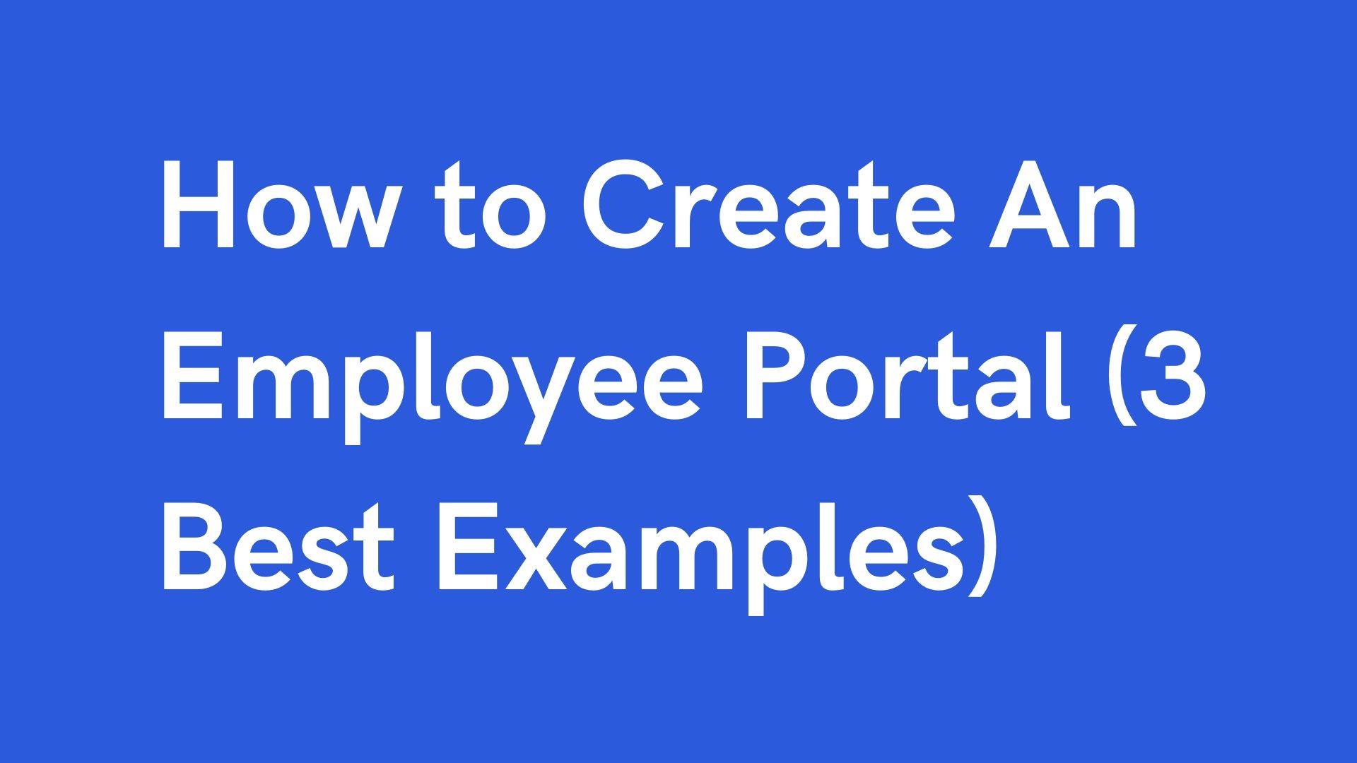 create employee portal